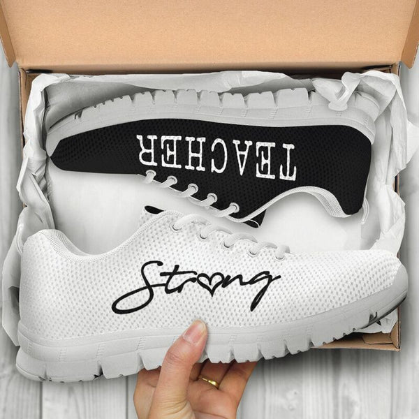 Teacher Strong Black White Sneakers, Running Shoes, Shoes For Women, Shoes For Men, Custom S- Love Sneakers