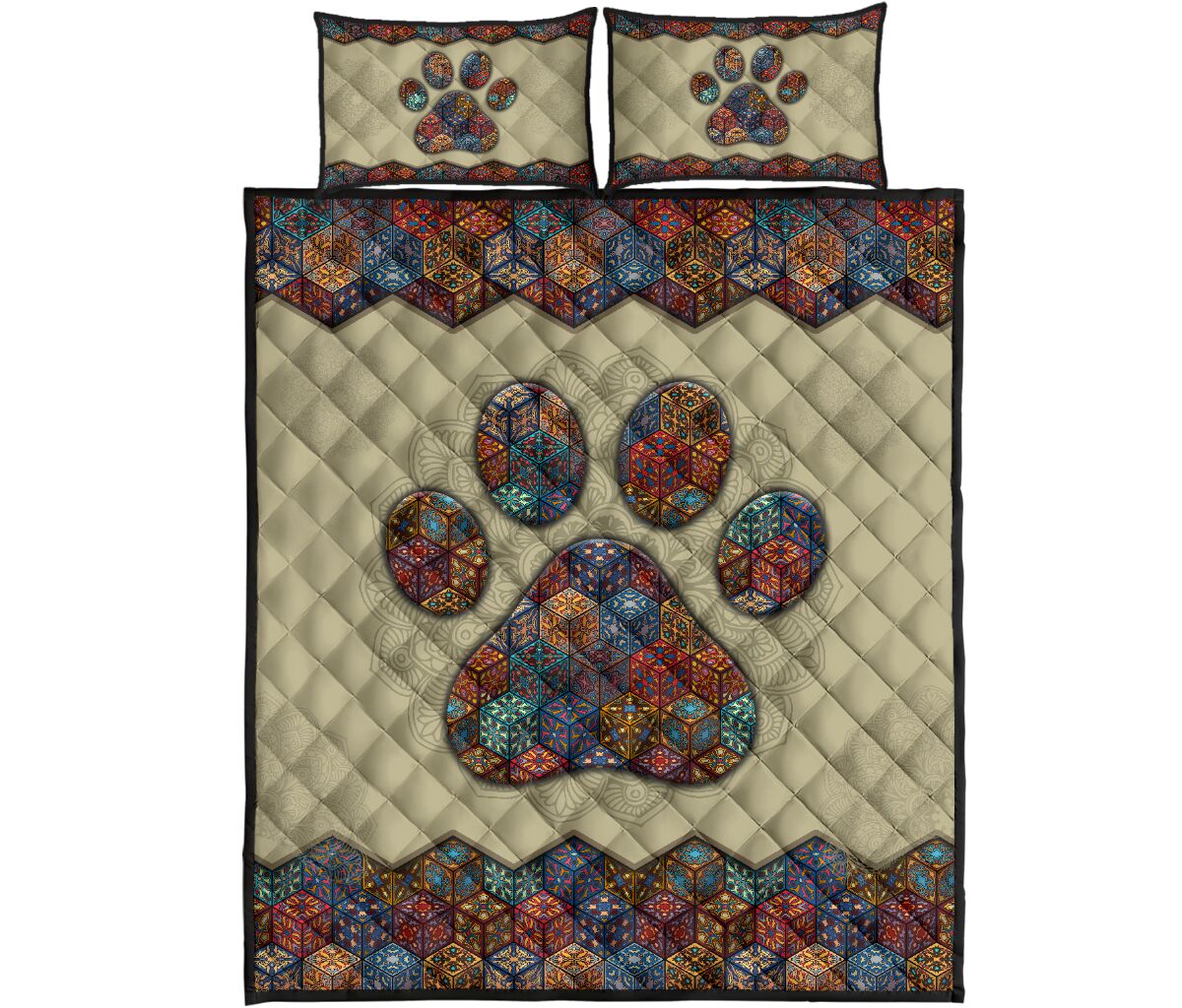 Quilt Bed Set - Dog - Mandala 19 - Love Quilt Bedding Set