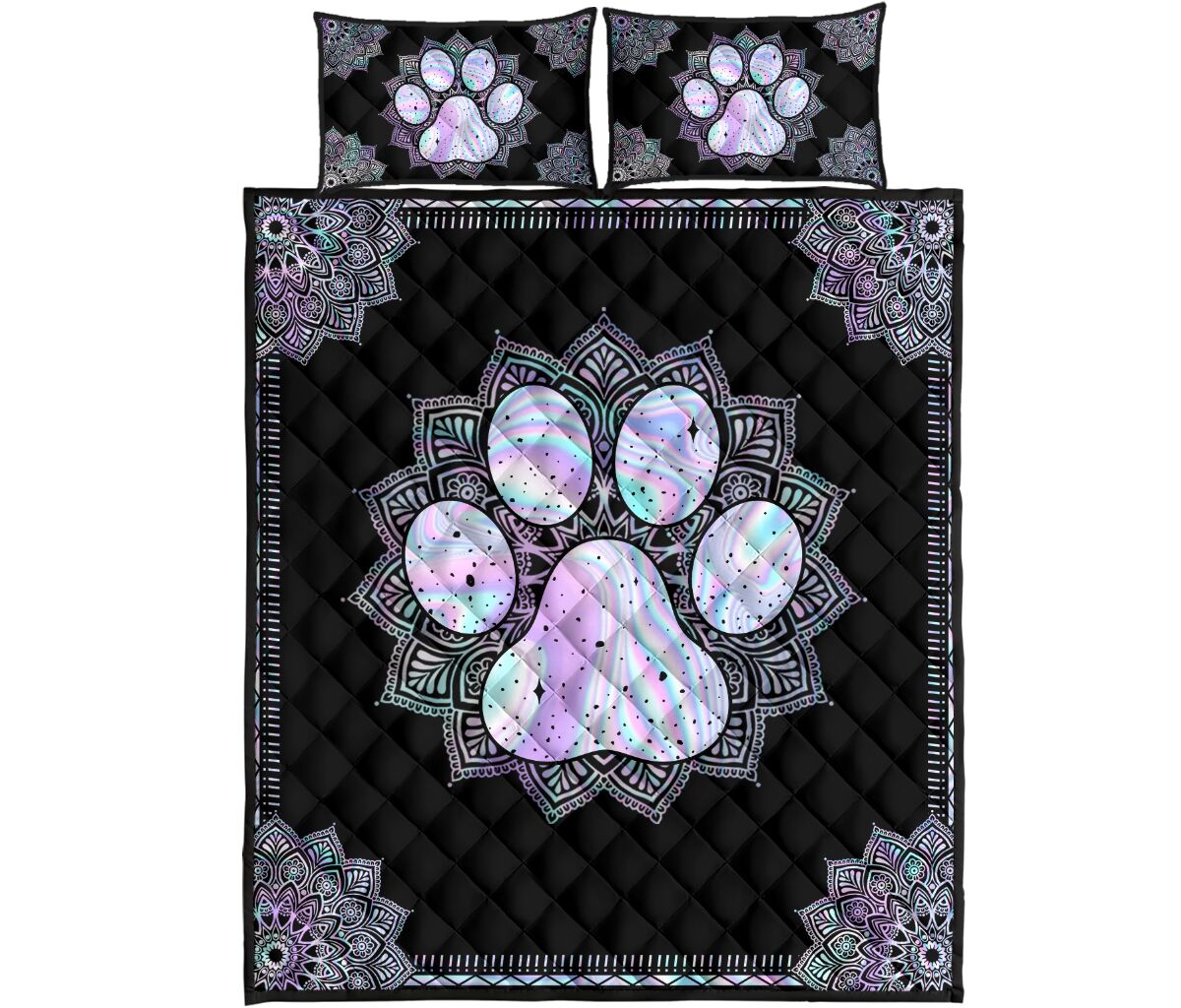 Quilt Bed Set - Mandala - Dog  - Love Quilt Bedding Set