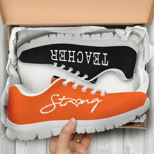 Teacher Strong Orange Sneakers, Running Shoes, Shoes For Women, Shoes For Men, Custom Shoes,- Love Sneakers