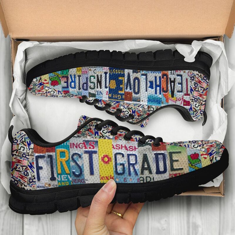 First Grade License Plates Black Sneakers, Running - Love Sneakers