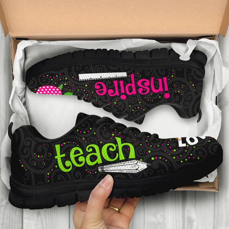 Teach Love Inspire Black Kd Sneakers, Runni- Love Sneakers