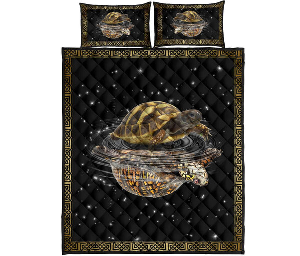 Turtle Reflection Mandala Style Quilt Bed Set - Love Quilt Bedding Set