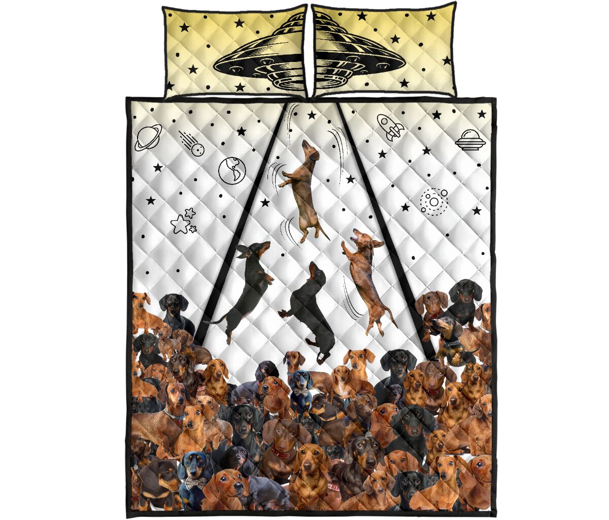 Dachshund Ufo Spaceship - Bed Set - Love Quilt Bedding Set
