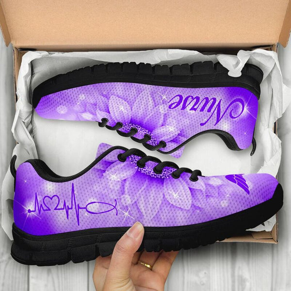 Nurse Sunflower Purple Kd Sneakers, Running Shoes, Shoes For Women, Shoes For Men, Custom Sh- Love Sneakers