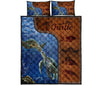 Turtle Art Leather Style Quilt Bed Set - Love Quilt Bedding Set