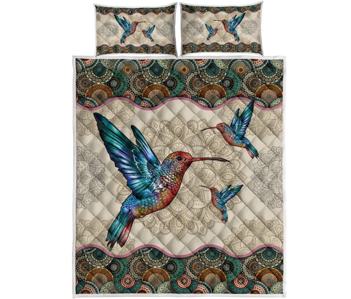 Hummingbird - Vintage Mandala Sky - Love Quilt Bedding Set