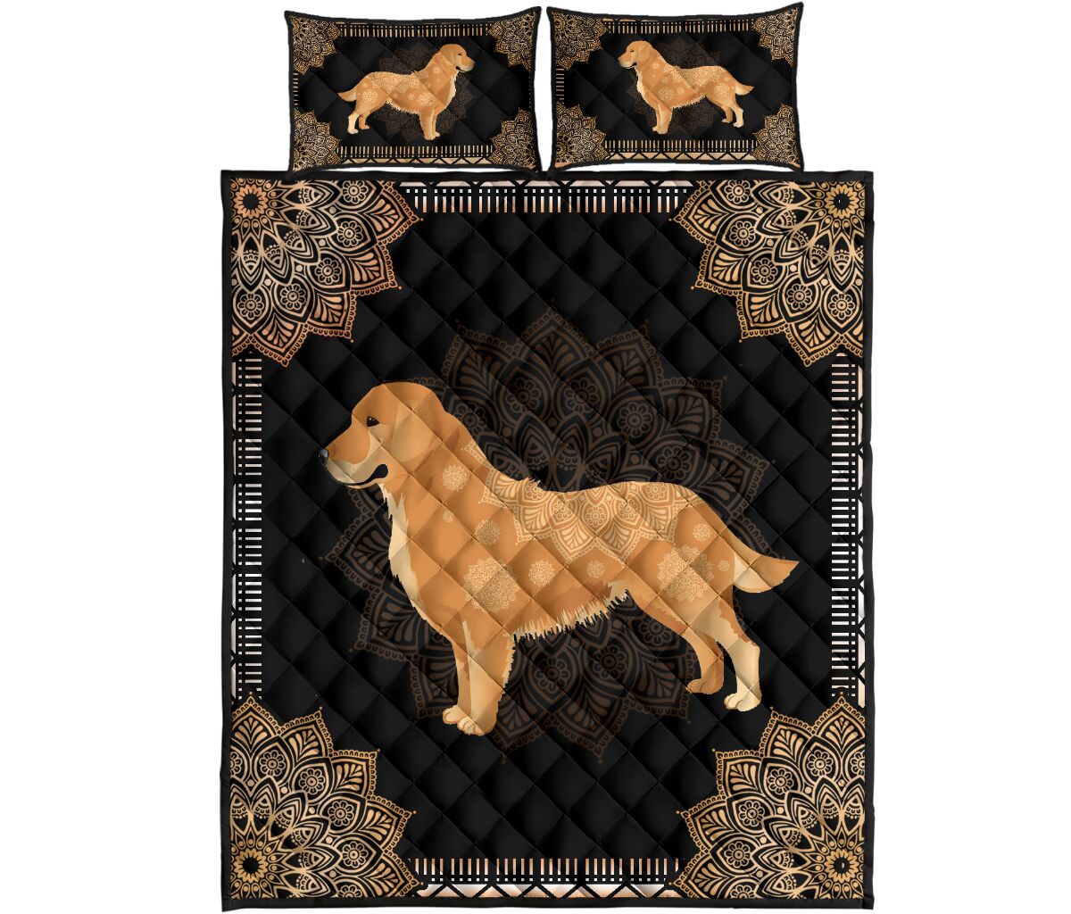 Golden Quilt Bed Set 62 - Love Quilt Bedding Set