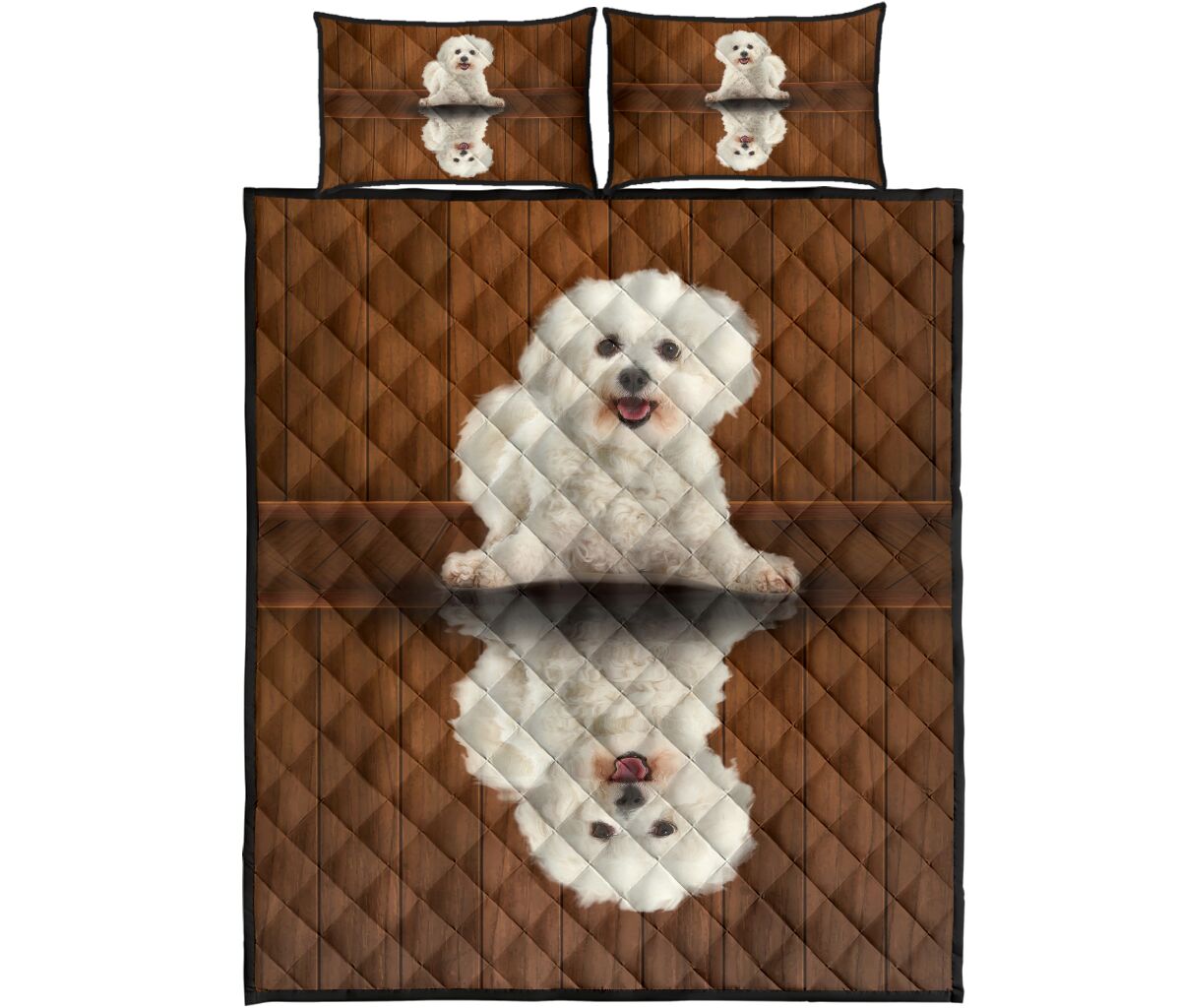 Bichon Frise Dog Shadow Style Quilt Bed Set - Love Quilt Bedding Set