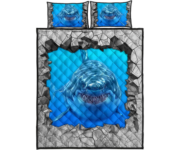 Shark Concrete Broken Quilt Bed Set 5- Love Quilt Bedding Set