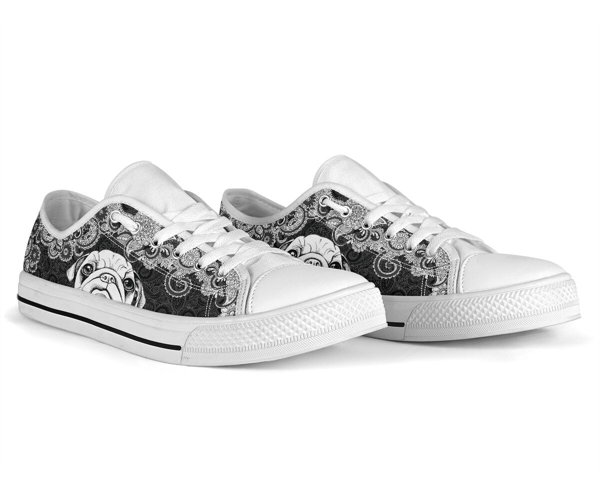 Pug Mandala White - Low Top Shoe - Love Love Top Shoes