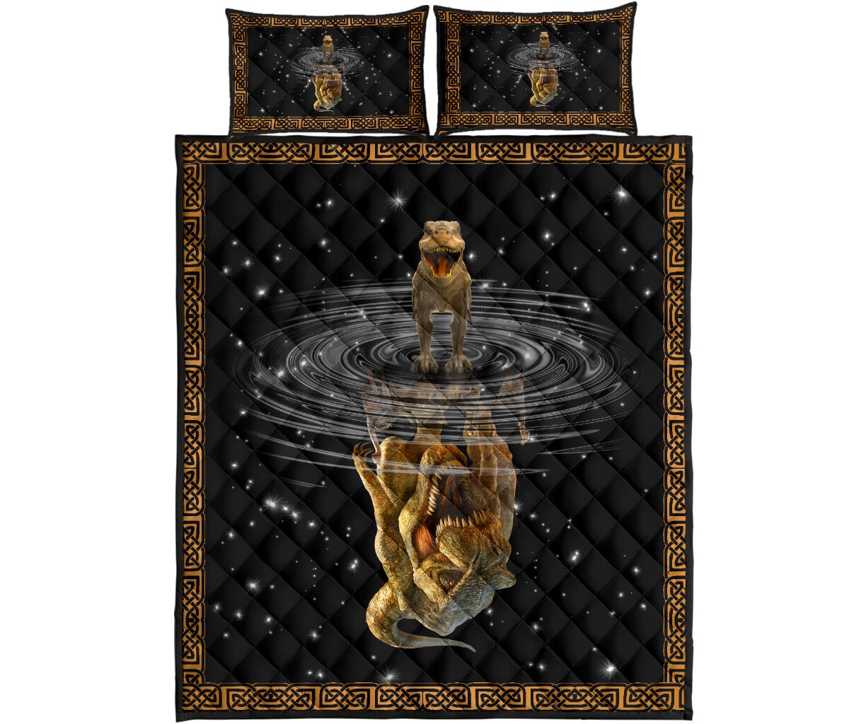 T Rex Reflection Mandala Style Quilt Bed Set - Love Quilt Bedding Set