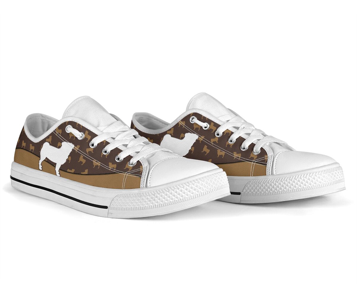 Pug Brown Pattern - Low Top Shoe - Love Love Top Shoes