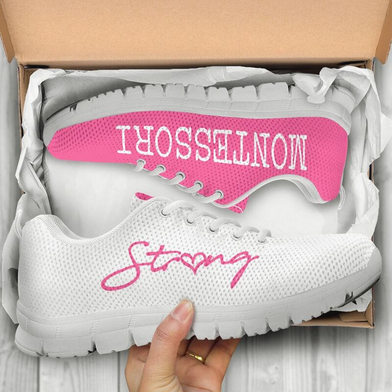Montessori Strong Pink White Sneakers, Running Shoes, Shoes For Women, Shoes For Men, Custo- Love SneakersMontessori Strong Pink White Sneakers, Running Shoes, Shoes For Women, Shoes For Men, Custo- Love Sneakers