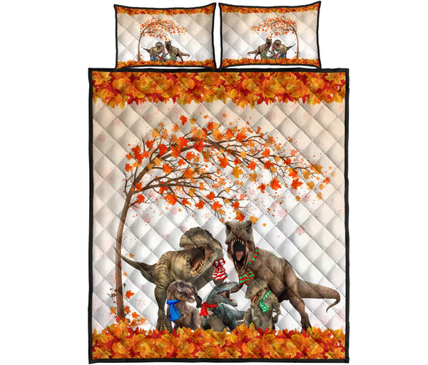 Dinosaurs Autumn Style Quilt Bed Set - Love Quilt Bedding Set