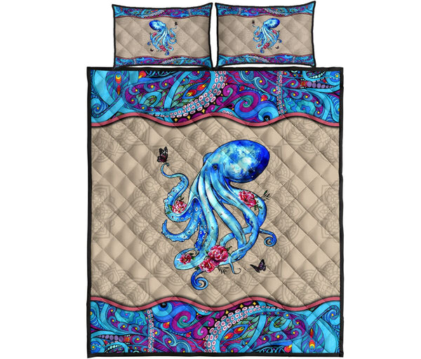Octopus Color Mandala - Quilt Bed Set - Love Quilt Bedding Set
