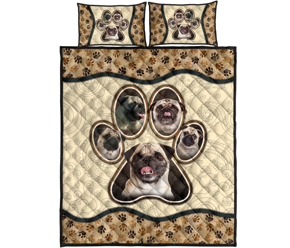 Pug Paw Vintage - Bed Set - Love Quilt Bedding Set