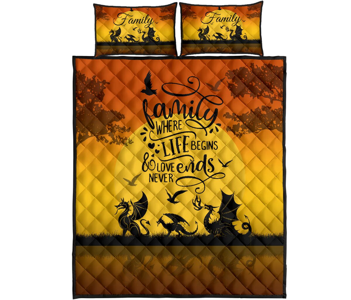 Dragon Family Where Life Begins Quilt Bed Set - Love Quilt Bedding Set