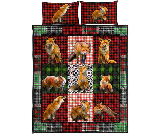 Fox Fabric Style Quilt Bed Set - Love Quilt Bedding Set