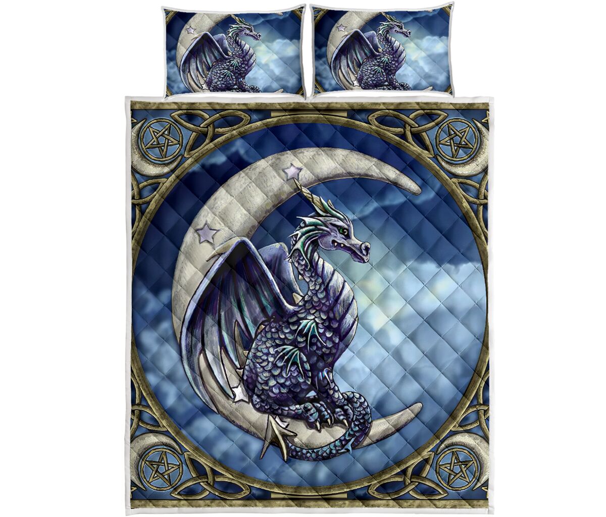 Cropped Moon Dragon Quilt Bed Set - Love Quilt Bedding Set