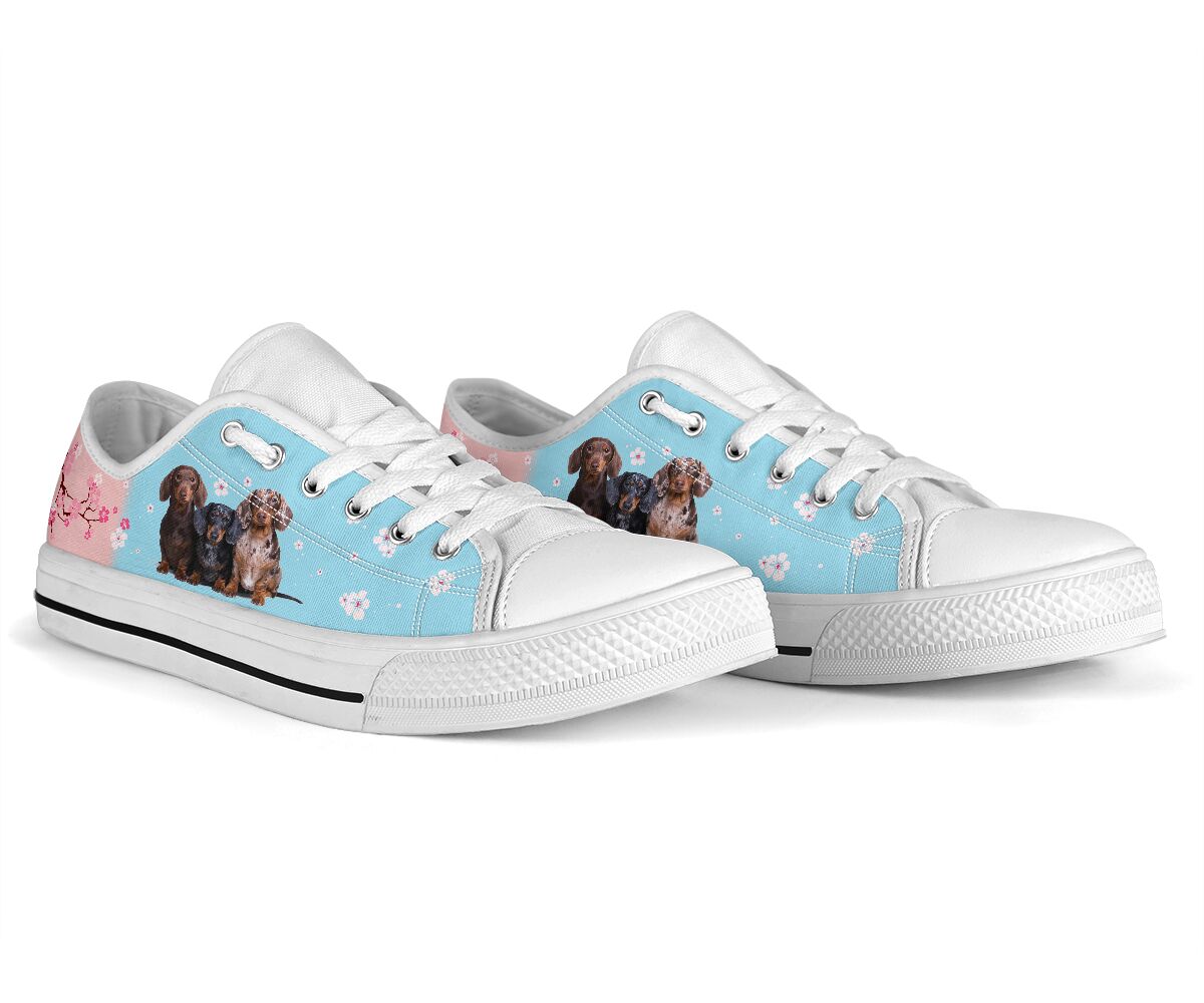 Dachshund And Cherry Blossom - Low Top Shoe - Love Love Top Shoes
