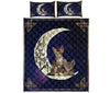 Cat I Love You To The Moon And Back Quilt Bed Set - Love Quilt Bedding Set