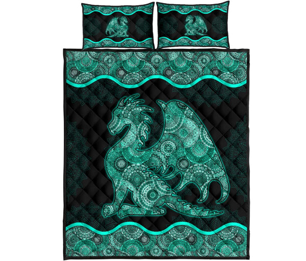 Quilt Bed Set - Turquoise Dragon 28 - Love Quilt Bedding Set