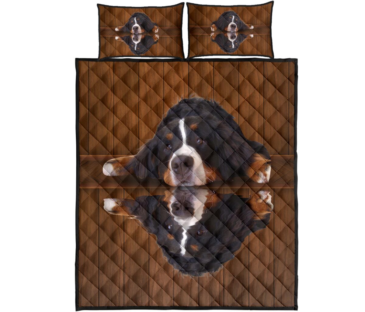 Bernese Mountain Dog Shadow Style Quilt Bed Set - Love Quilt Bedding Set