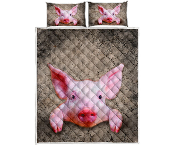 Pig Dry Soil Cracking 3d Red - Love Quilt Bedding Set