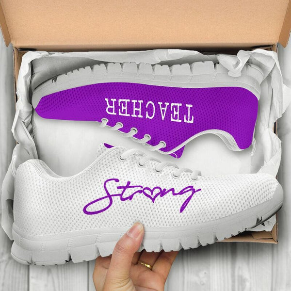 Teacher Strong Purple Shoes Sneakers, Running Shoes, Shoes For Women, Shoes For Men, Custom - Love Sneakers