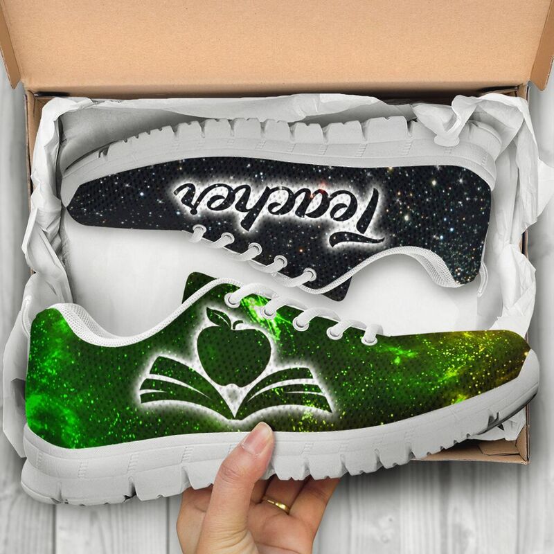 Teacher Galaxy Green Black Kd Sneakers, Running Shoes, Shoes For Women, Shoes For Men, Cust- Love Sneakers