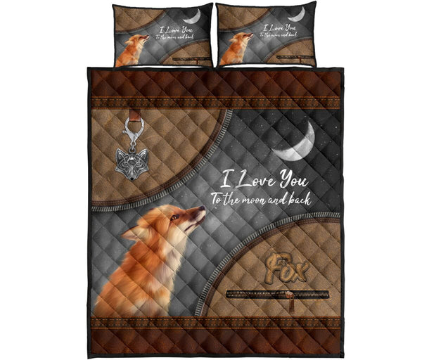 Fox Animal Leather Quilt Bed Set 7- Love Quilt Bedding Set