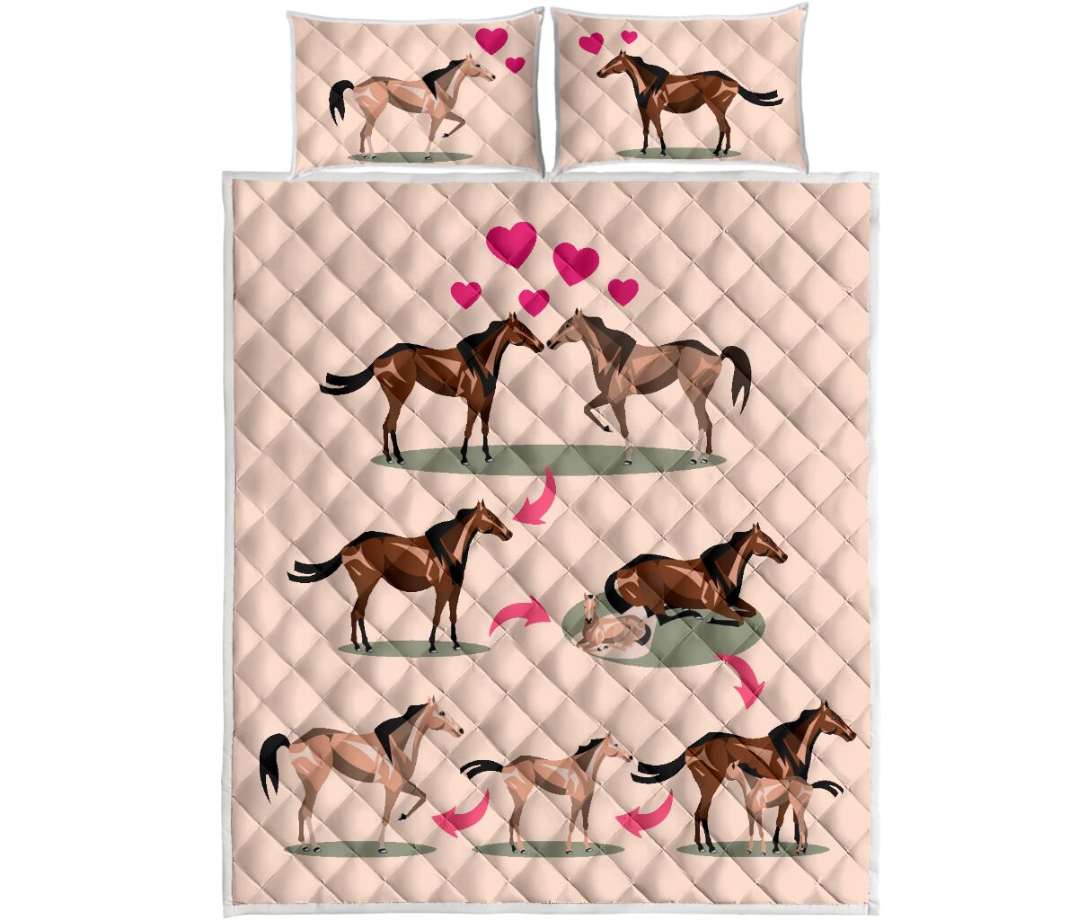 Horse Life With All Stages - Quilt Bed Set - Love Quilt Bedding Set