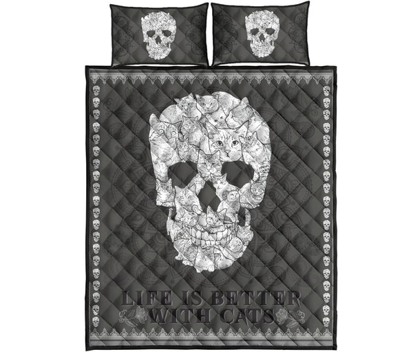 Quilt Bed Set - Skull Cat 19 - Love Quilt Bedding Set