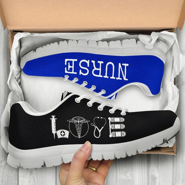 Nurse- Love Royal Blue Black Sneakers, Running Shoes, Shoes For Women, Shoes For Men, Custo- Love Sneakers