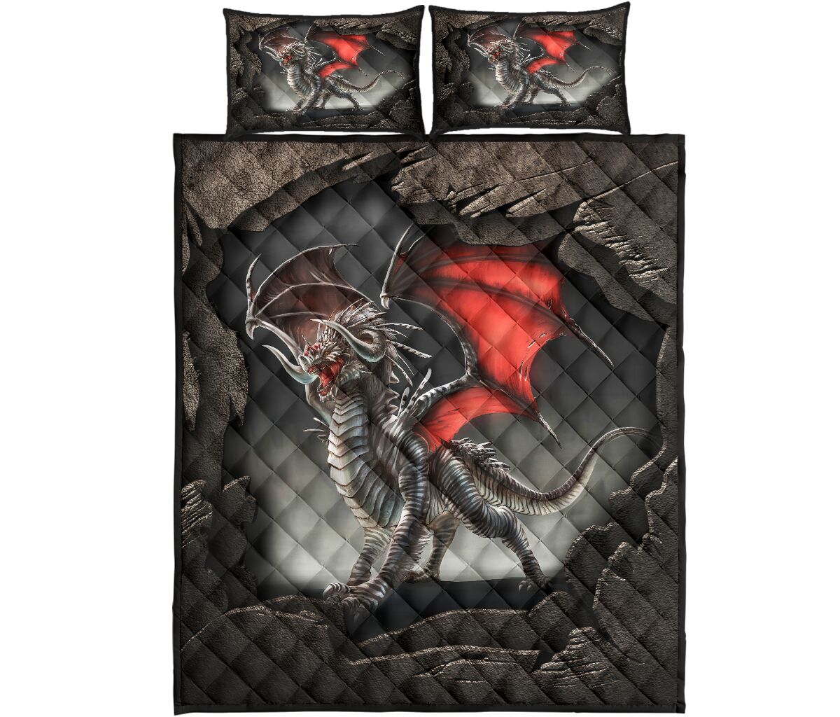 Dragon Quilt Bed Set 6 - Love Quilt Bedding Set