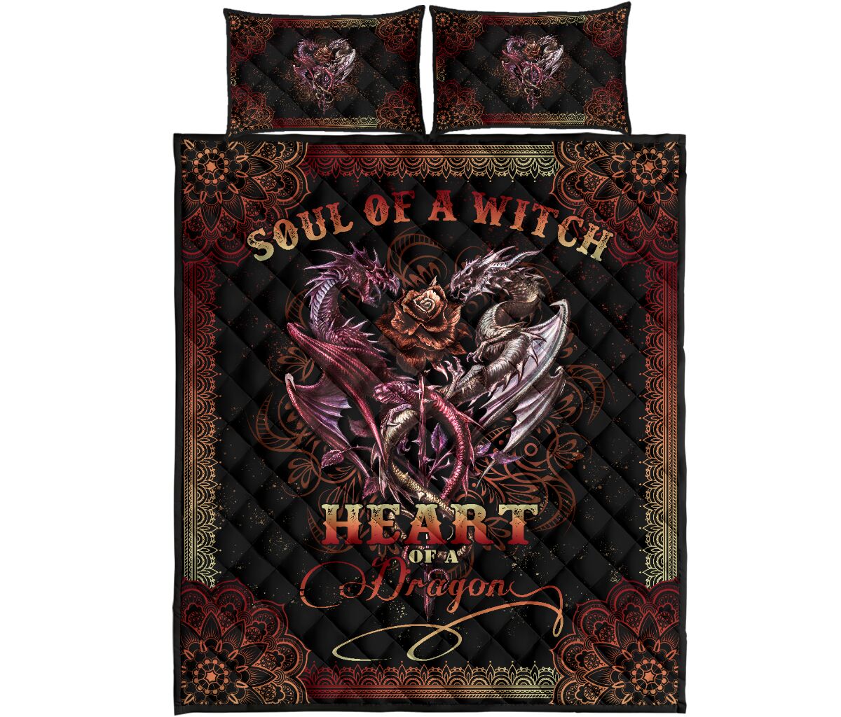 Soul Of A Witch Mandala Style Quilt Bed Set - Love Quilt Bedding Set