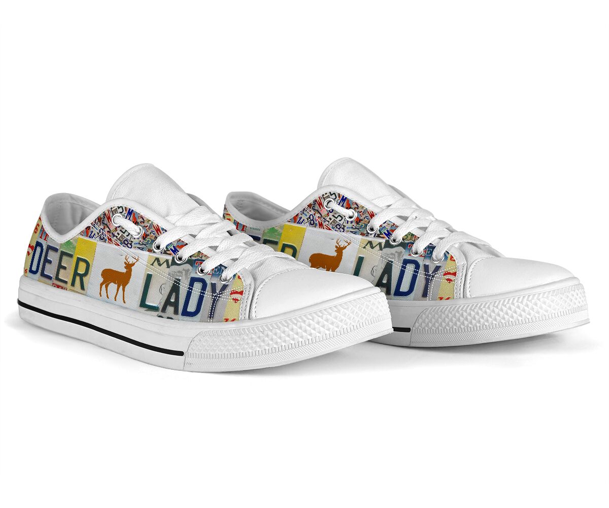 Deer Lady License Plates Low Top Shoes