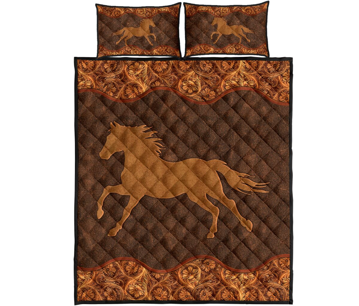 Horse Leather Style Quilt Bed Set - Love Quilt Bedding Set