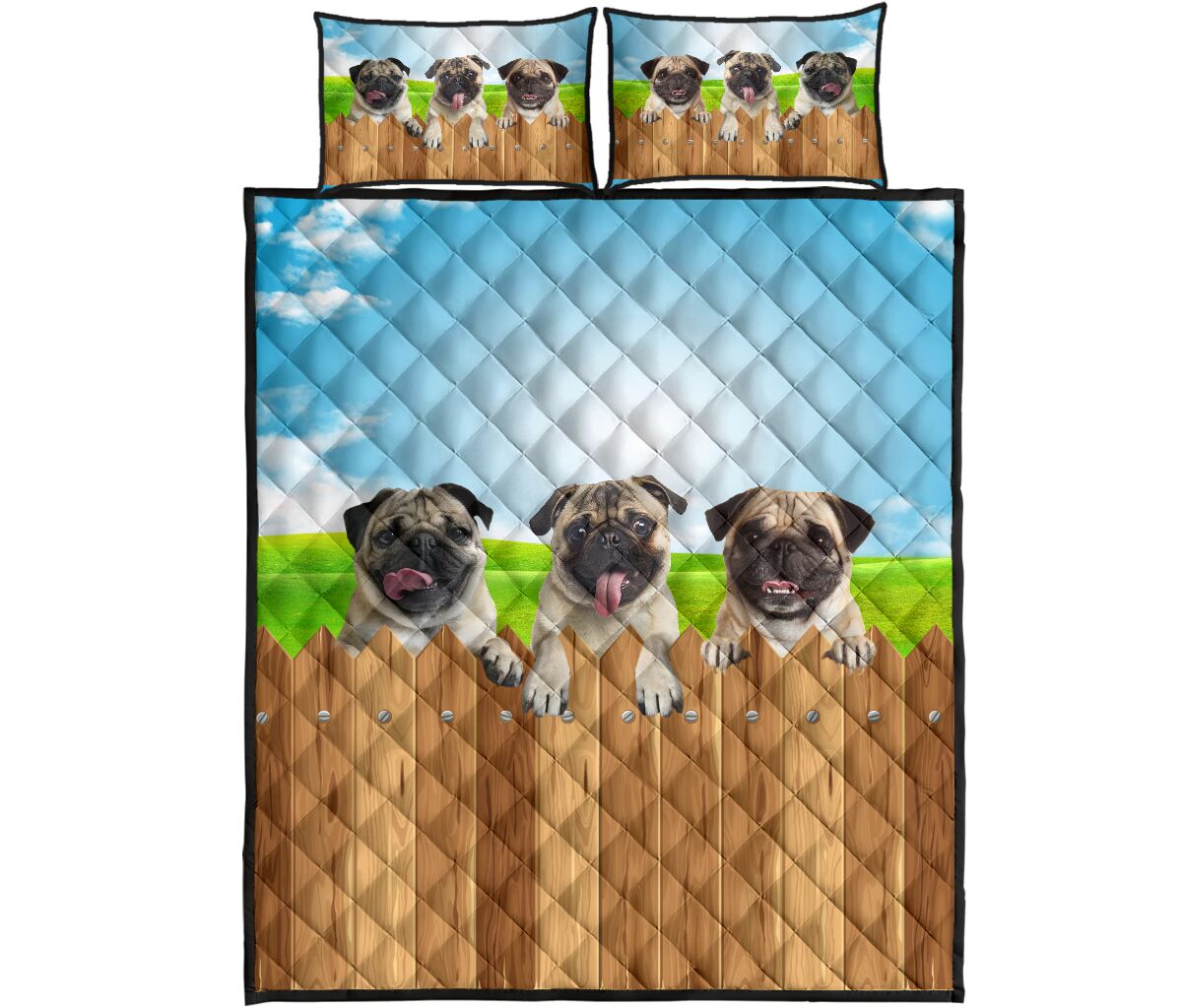 Pug Fence - Bed Set - Love Quilt Bedding Set