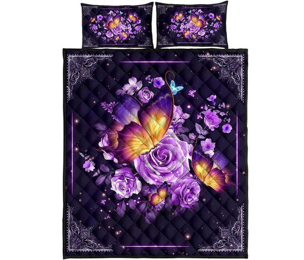 Quilt Bed Set - Butterfly - Violet Rose 69 - Love Quilt Bedding Set