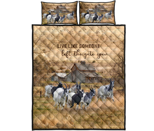 Quilt Bed Set - Goats - Live Like Someone 47 - Love Quilt Bedding Set