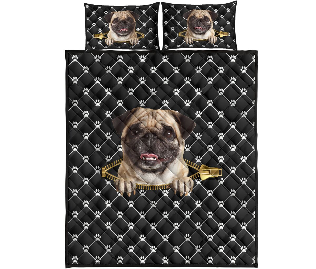 Pug Zipper - Bed Set - Love Quilt Bedding Set