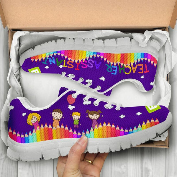 Teacher Assistant Abc - Purple Sneakers, Running Shoes, Shoes For Women, Shoes For Men, Cust- Love Sneakers