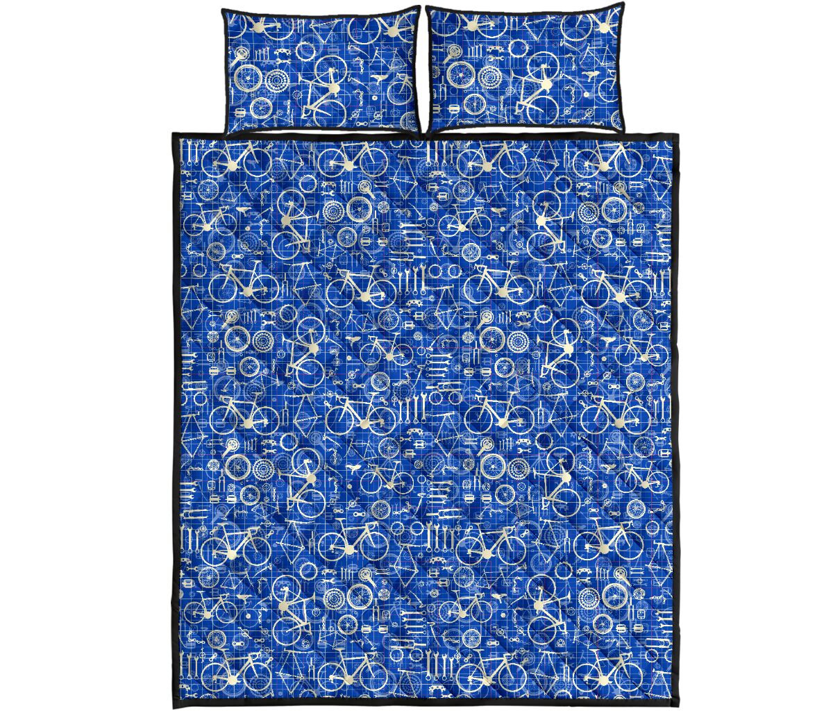 Cycling Blue Pattern - Bed Set - Love Quilt Bedding Set
