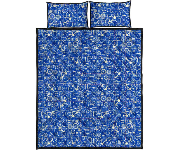 Cycling Blue Pattern - Bed Set - Love Quilt Bedding Set