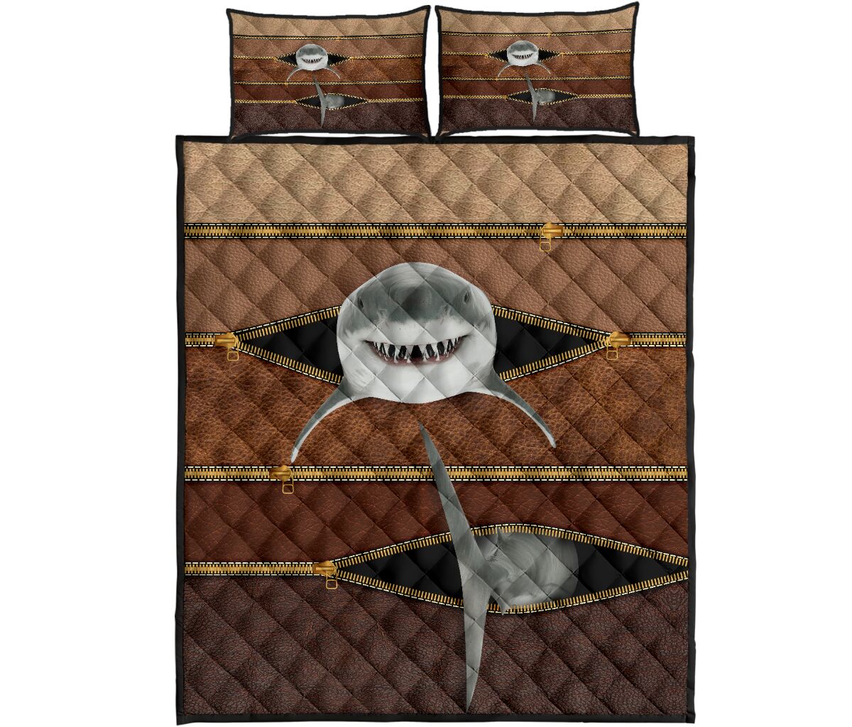 Shark Leather Style Quilt Bed Set 8- Love Quilt Bedding Set