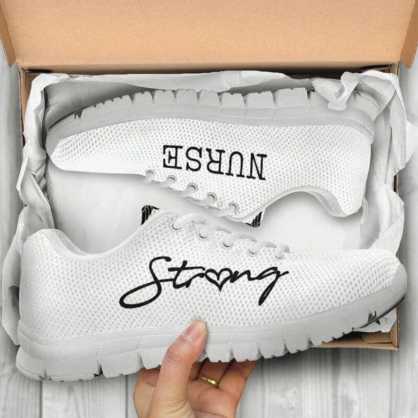 Nurse-strong White Sneakers, Running Shoes, Shoes For Women, Shoes For Men, Custom Shoes, L- Love Sneakers