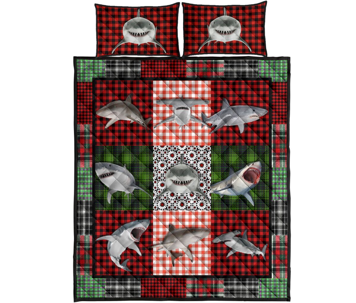 Shark Fabric Style Quilt Bed Set - Love Quilt Bedding Set