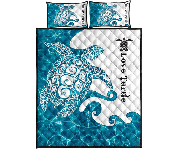 Turtle Water Quilt Bed Set - Love Quilt Bedding Set